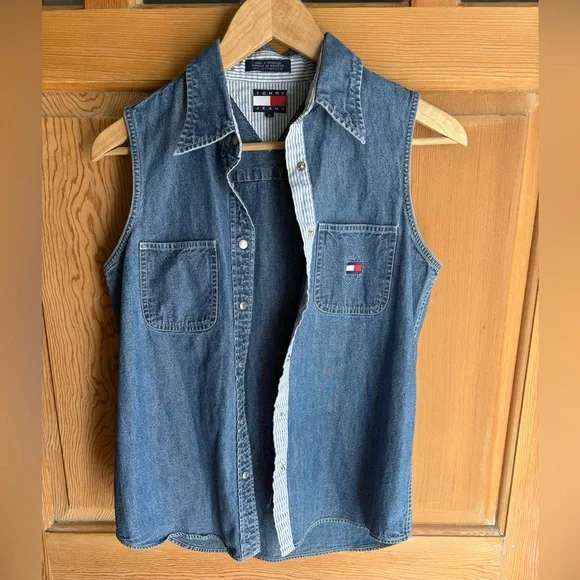 Tommy Hilfiger Denim Button-Up Tank | Heritage | Size 6 - Picture 2 of 6